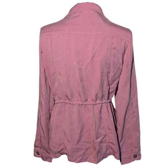 C'est Toi Black Label Pink Rose Tencel Safari Utility Jacket L Drawstring Waist - Picture 6 of 6